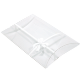 JKM Clear Plastic Pillow Box with White Ribbon