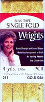 Wrights Single Fold Lame Bias Tape - 1/2" Folded Width