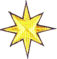JKM 8 Point Gold Star with Blue Outline Applique (Iron On)