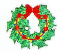 JKM Wreath with Red Ribbon Applique (Iron On)