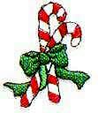 JKM Candy Canes with Green Bow Applique (Stick On)