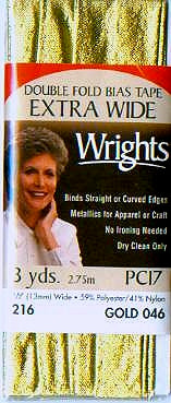 Wrights Extra Wide Double Fold Lame Bias Tape - 1/2" Folded Width