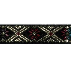 Wrights Woven Flower Band with Metallic - 5/8"