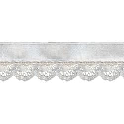 Wrights Ruffle Lace with Pearl/Ribbon - 3/4"