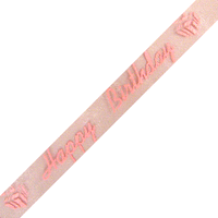 JKM Happy Birthday Print on Sheer - 7/8" Width