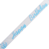 JKM Happy Birthday Print on Sheer - 7/8" Width