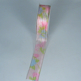 JKM Floral Pattern on Sheer with Wire Edge - 1 1/2" Width