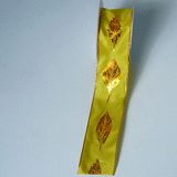 JKM Gold Leaf Print Ribbon with Wire Edge - 1 1/2" Width