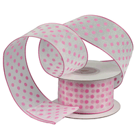 JKM Printed Dots on White Sheer with Wire Edge - 1 1/2" Width