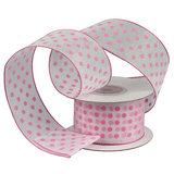 JKM Printed Dots on White Sheer with Wire Edge - 1 1/2" Width