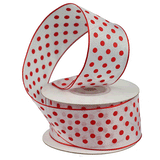 JKM Printed Dots on White Sheer with Wire Edge - 1 1/2" Width