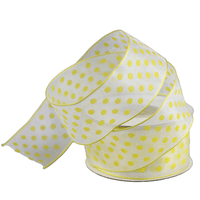 JKM Printed Dots on White Sheer with Wire Edge - 1 1/2" Width