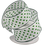 JKM Printed Dots on White Sheer with Wire Edge - 1 1/2" Width
