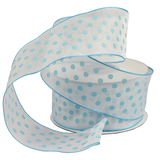 JKM Printed Dots on White Sheer with Wire Edge - 1 1/2" Width