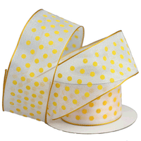 JKM Printed Dots on White Sheer with Wire Edge - 1 1/2" Width