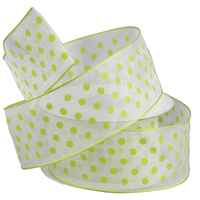 JKM Printed Dots on White Sheer with Wire Edge - 1 1/2" Width