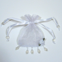 JKM Sheer Bag with Beaded Trim & Flower