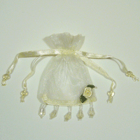 JKM Sheer Bag with Beaded Trim & Flower