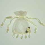 JKM Sheer Bag with Beaded Trim & Flower