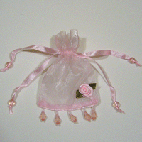JKM Sheer Bag with Beaded Trim & Flower