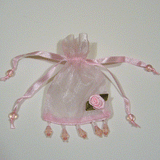 JKM Sheer Bag with Beaded Trim & Flower