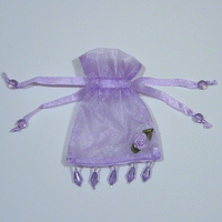 JKM Sheer Bag with Beaded Trim & Flower