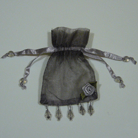JKM Sheer Bag with Beaded Trim & Flower