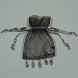 JKM Sheer Bag with Beaded Trim & Flower