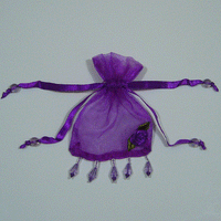 JKM Sheer Bag with Beaded Trim & Flower