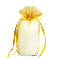 JKM Organza Square Gusset Bag with Drawstring - 5" x 8" x 2 1/2"