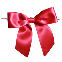 JKM Pre-Tied Bows with Wire Twist - Satin Ribbon