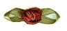 JKM Rosebud Ribbon with Folded Leaves - 1/2"x1 1/4"