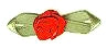 JKM Rose Ribbon with Folded Leaves - 1/2"x1 1/4"