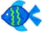 JKM Small Wavy Blue and Green Fish with Blue Tail Applique (Iron On)