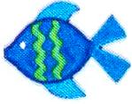 JKM Small Wavy Blue and Green Fish with Blue Tail Applique (Stick On)