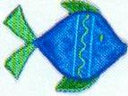 JKM Small Striped Blue and Green Fish with Green Tail Applique (Stick On)
