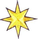 JKM 8 Point Gold Star with Blue Outline Applique (Stick On)
