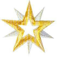 JKM 8 Point Silver/Gold Star with Open Center Applique (Stick On)