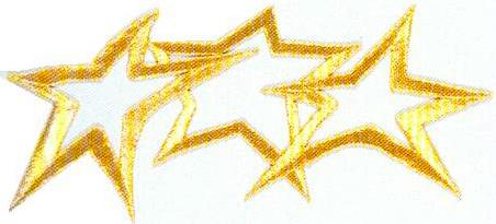 JKM 3 Linked Gold Stars with Open Center Applique (Iron On)
