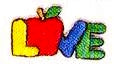 JKM Small Love with Apple & Green 'e' Applique (Iron & Stick On)