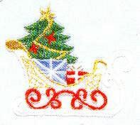 JKM Large Sled with Presents and Tree Applique (Iron On)