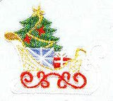 JKM Large Sled with Presents and Tree Applique (Iron On)