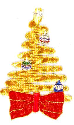 JKM Large Gold Christmas Tree Applique (Iron On)
