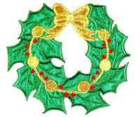 JKM Wreath with Gold Ribbon Applique (Stick On)