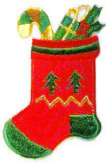 JKM Large Red Stocking Applique (Iron On)