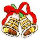 JKM Christmas Bells with Red Ribbon Applique (Iron On)
