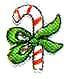 JKM Small Candy Cane Applique with Green Bow (Iron On)