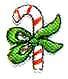 JKM Small Candy Cane Applique with Green Bow (Stick On)