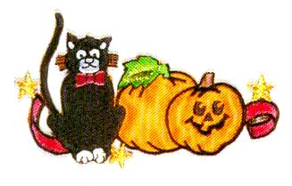 JKM Black Cat and Pumpkins Applique (Iron On)