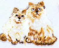 JKM Medium Two Cats Sitting Applique (Iron On)